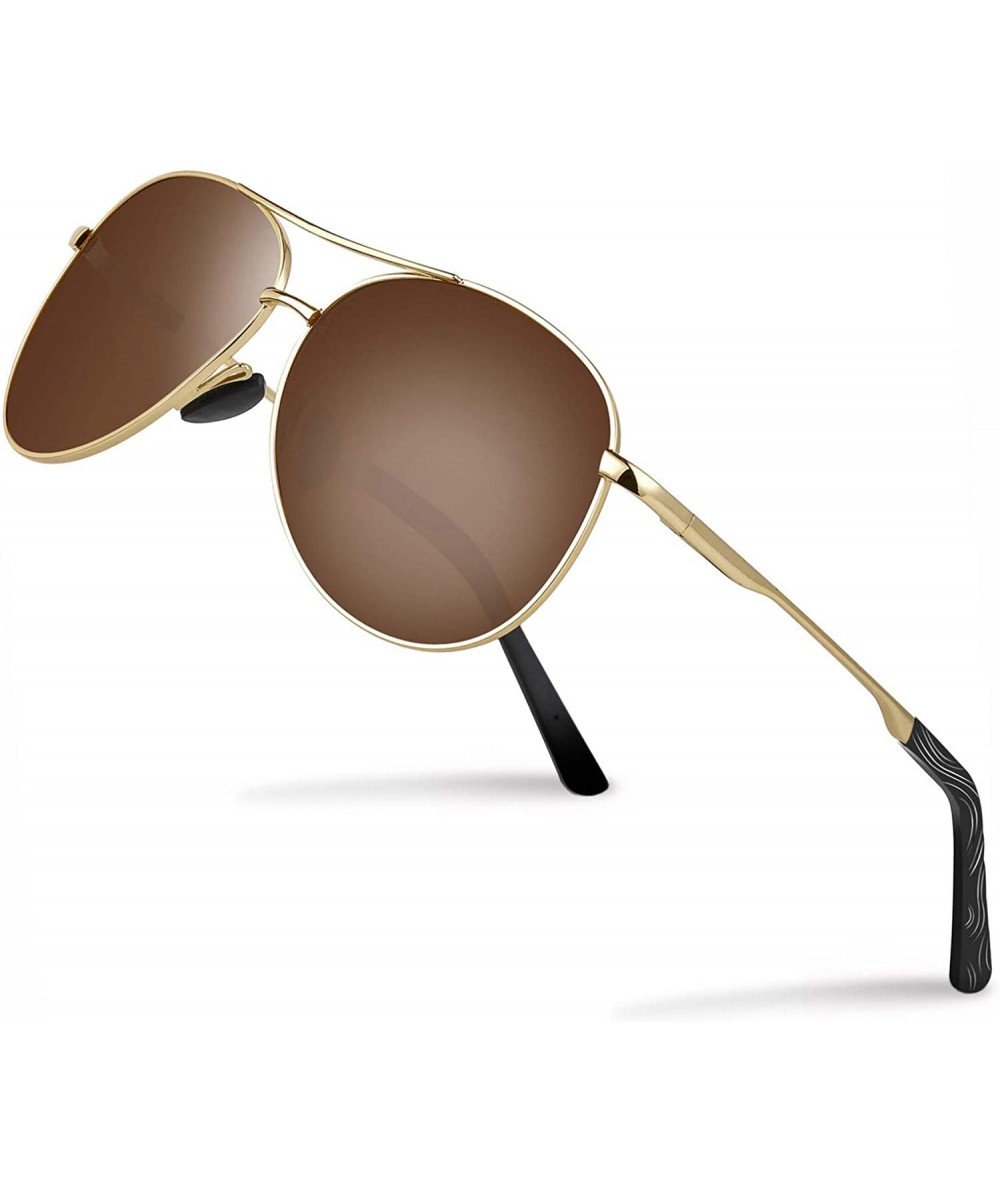 Round Polarized Aviator Sunglasses Men Metal Production - Brown - CK18RWEAAR8 $20.50