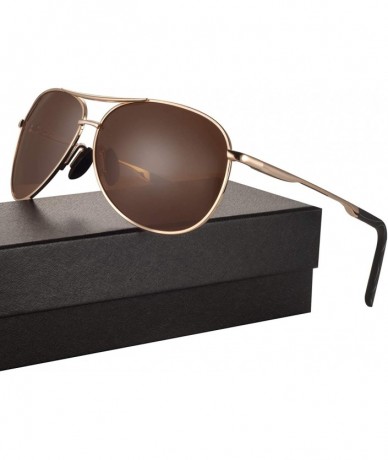 Round Polarized Aviator Sunglasses Men Metal Production - Brown - CK18RWEAAR8 $20.50