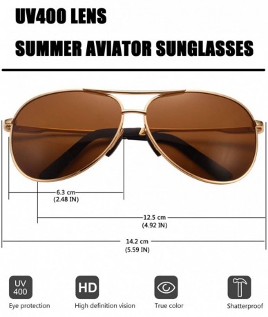 Round Polarized Aviator Sunglasses Men Metal Production - Brown - CK18RWEAAR8 $20.50