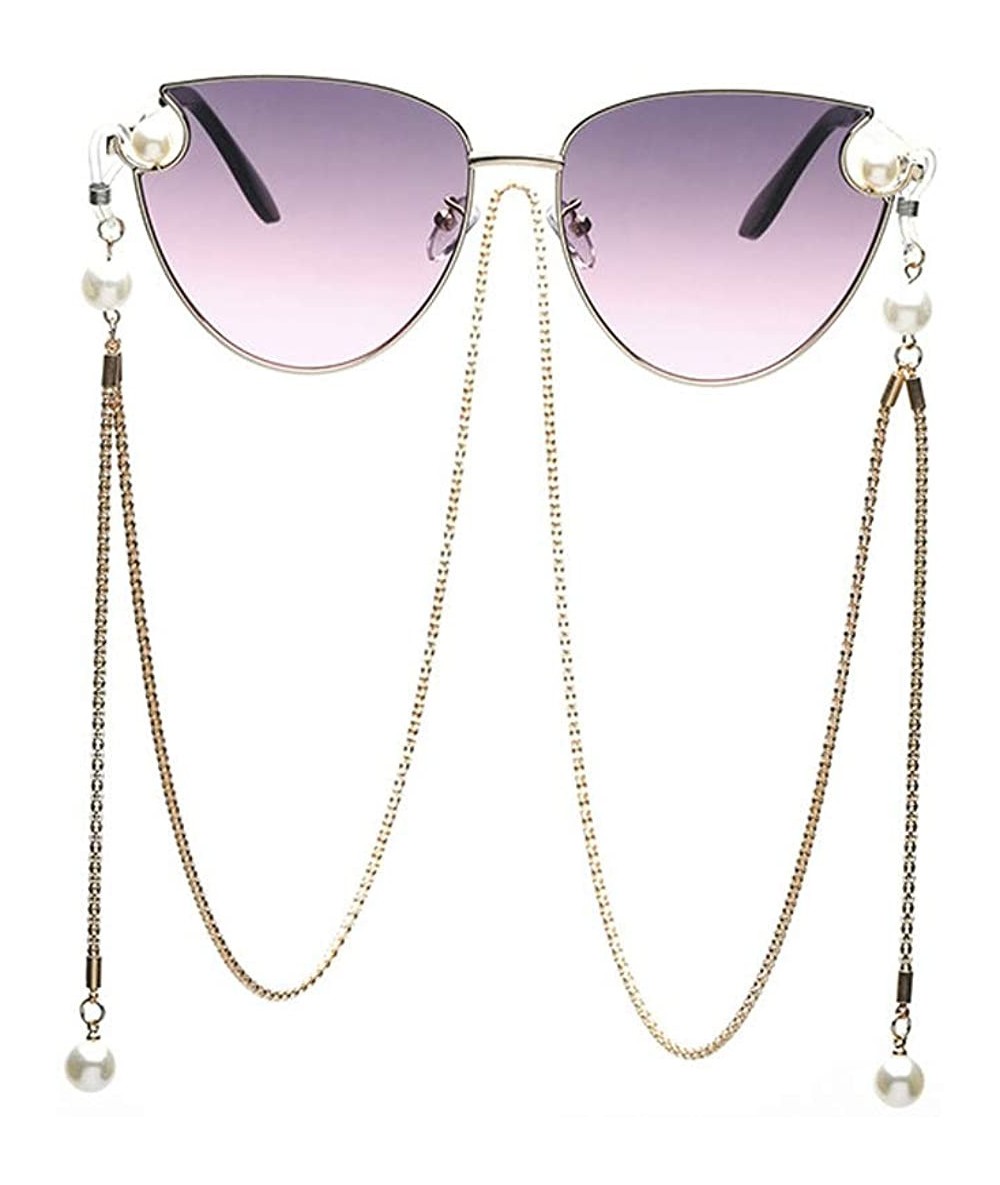 Aviator 2019 fashion metal frame ladies sunglasses- cat eyes with chain sunglasses - F - CG18S8IOHZN $77.64