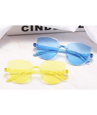 Rectangular Frameless Multilateral Shaped Sunglasses One Piece Jelly Candy Colorful Unisex - C - CM190G740MX $15.02