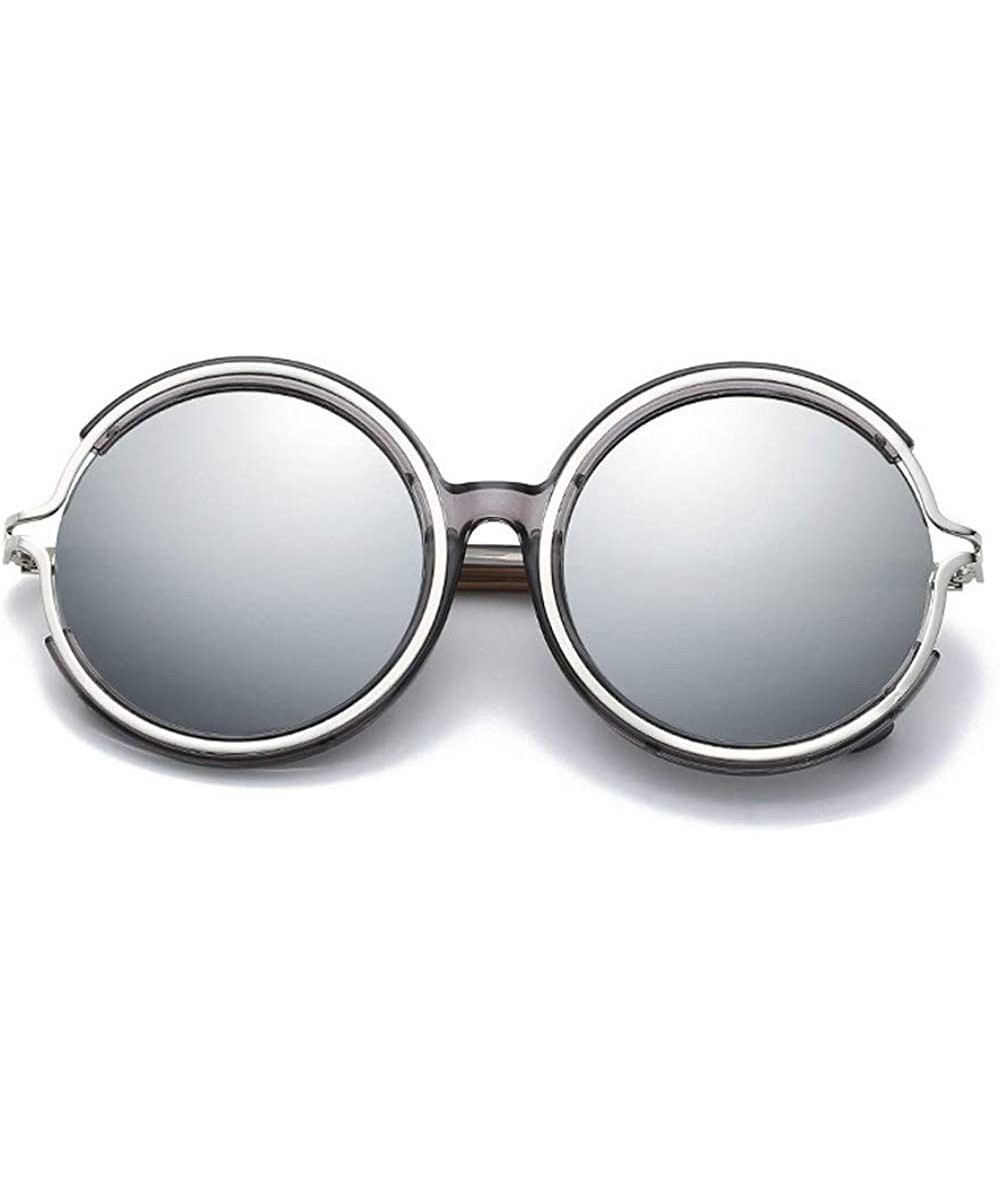 Round New Oversized Sunglasses Women Brand Designer Round Sexy Party Eyewear UV400 - Silver - CB18LQ0Y3CI $23.07