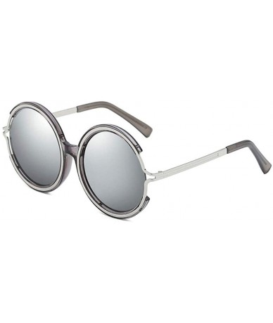 Round New Oversized Sunglasses Women Brand Designer Round Sexy Party Eyewear UV400 - Silver - CB18LQ0Y3CI $23.07