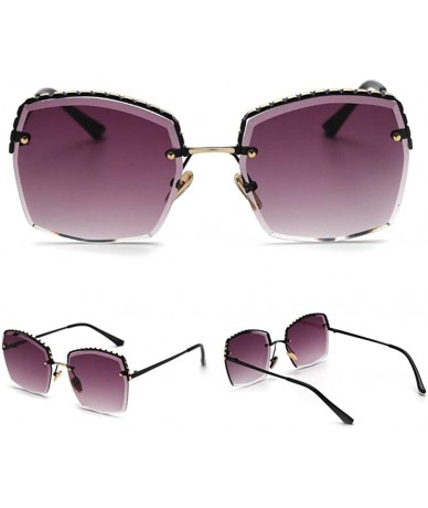 Square sunglasses Rhinestone Sunglasses oversized gradient - Purple - CK18QDMG9Q9 $24.71