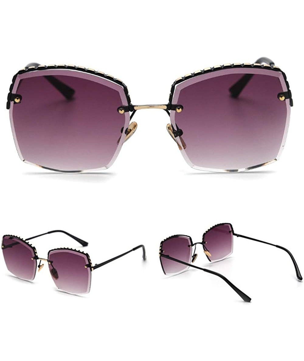 Square sunglasses Rhinestone Sunglasses oversized gradient - Purple - CK18QDMG9Q9 $24.71