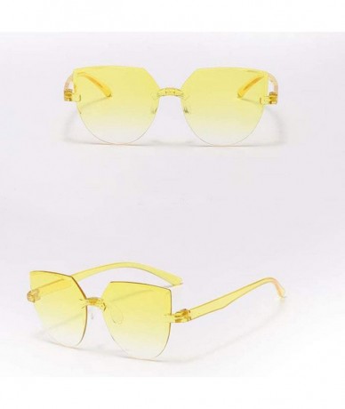 Rectangular Frameless Multilateral Shaped Sunglasses One Piece Jelly Candy Colorful Unisex - C - CM190G740MX $15.02