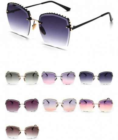 Square sunglasses Rhinestone Sunglasses oversized gradient - Purple - CK18QDMG9Q9 $24.71