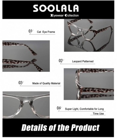 Round Womens Leopard Pattern Cat Eye Reading Glasses Quality Eye Glass Frame - 2 Pairs / Black + Red - CM18IG3GAAO $28.27