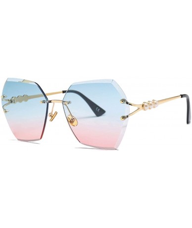 Semi-rimless Luxury RimlSunglasses Women Irregular Trimmed Eyewear Pearl Metal Frame Sun Glasses UV400 Ss726 - C1 - CZ197Y796...