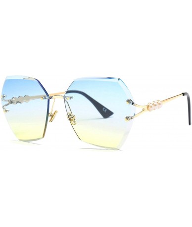 Semi-rimless Luxury RimlSunglasses Women Irregular Trimmed Eyewear Pearl Metal Frame Sun Glasses UV400 Ss726 - C1 - CZ197Y796...