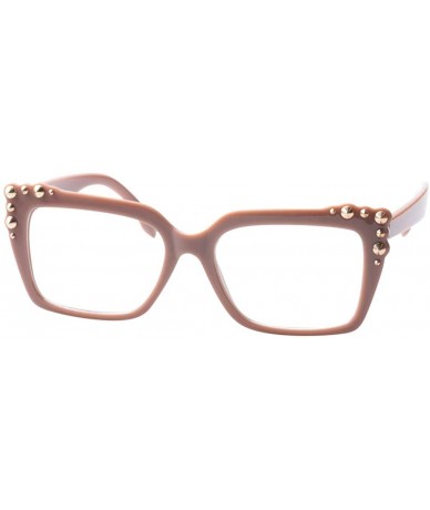 Square Ladies Oversized Sexy Square Rivet Stylish Frame Reading Glass - Coffee - CN18C0TKAE0 $18.97