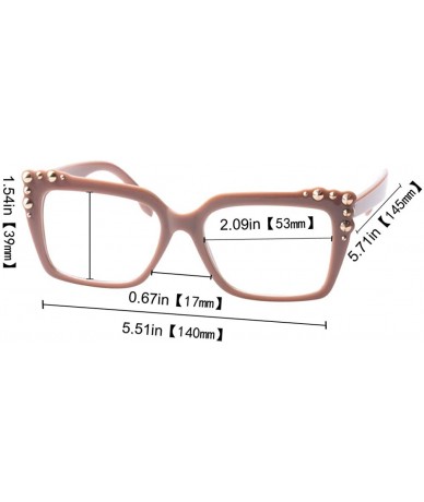 Square Ladies Oversized Sexy Square Rivet Stylish Frame Reading Glass - Coffee - CN18C0TKAE0 $18.97