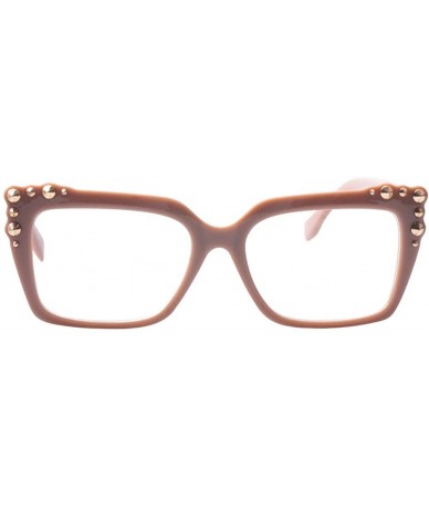 Square Ladies Oversized Sexy Square Rivet Stylish Frame Reading Glass - Coffee - CN18C0TKAE0 $18.97