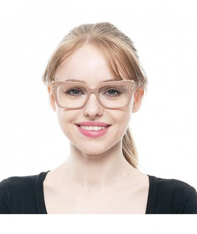 Square Ladies Oversized Sexy Square Rivet Stylish Frame Reading Glass - Coffee - CN18C0TKAE0 $18.97