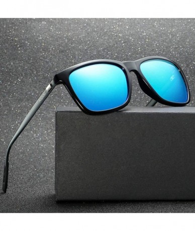 Oversized Womens Polarized Sunglasses Teardrop Men's Sunglasses Classic Design UV Cut Cross & Glasses Case Glasses - E Blue -...