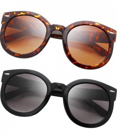 Oversized Women's Designer Inspired Oversized Round Circle Sunglasses Retro Fashion Style - 21-black & Tortoise - CD18OTG4RN4...