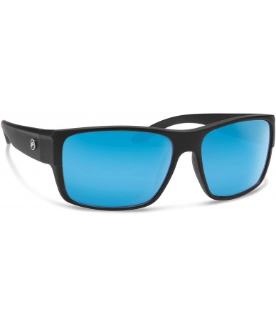 Round Hunter Polarized Sunglasses - Matte Black / Blue Mirror Polarized - CL18QA05IOQ $32.64