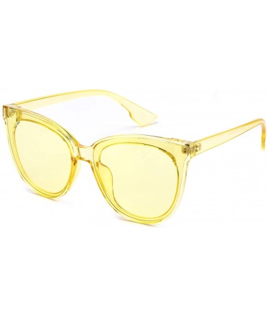 Cat Eye Fashion Cat Eye Sunglasses for Women Oversized Style MS51802 - Yellow Frame/Transparent Yellow Lens - C318EOZ0YAE $22.38