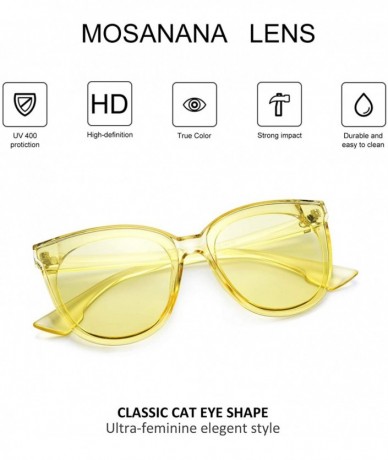 Cat Eye Fashion Cat Eye Sunglasses for Women Oversized Style MS51802 - Yellow Frame/Transparent Yellow Lens - C318EOZ0YAE $22.38