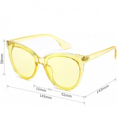 Cat Eye Fashion Cat Eye Sunglasses for Women Oversized Style MS51802 - Yellow Frame/Transparent Yellow Lens - C318EOZ0YAE $22.38