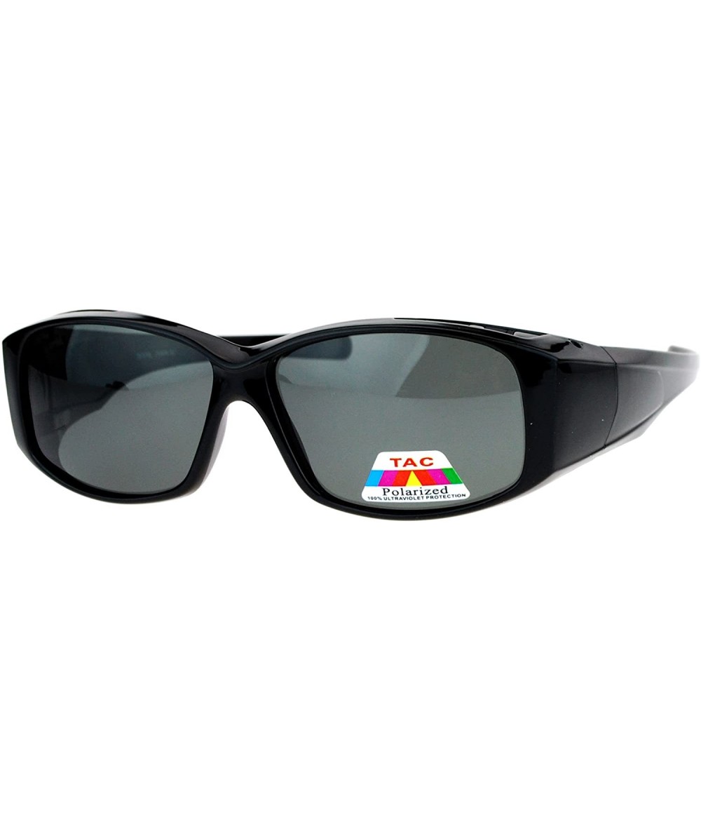 Rectangular Fit Over Glasses Anti-glare Polarized Rectangular Sunglasses - Black - CZ12N0BBT9V $23.85