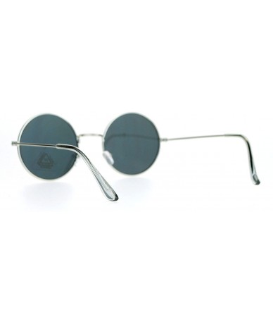 Round Ultra Flat Lens Trendy Circle Round Lens Retro Hippie Sunglasses - Silver Black - CF129K8N04R $19.24