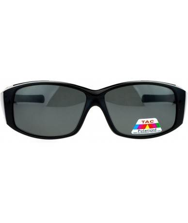 Rectangular Fit Over Glasses Anti-glare Polarized Rectangular Sunglasses - Black - CZ12N0BBT9V $23.85