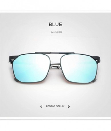 Semi-rimless Fashion Retro Biker Fishing Oversized Polarized Sunglasses for Men and Women 15132 - Blue - CG18ZXE84XL $27.69