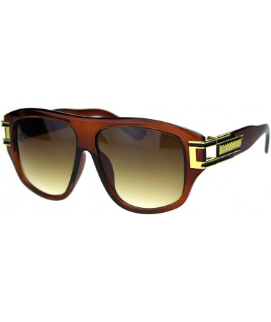 Rectangular Mens Hip Hop Luxury Baller Mob Thick Plastic Sunglasses - All Brown - CJ18QYIH80U $22.99