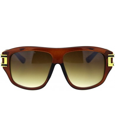 Rectangular Mens Hip Hop Luxury Baller Mob Thick Plastic Sunglasses - All Brown - CJ18QYIH80U $22.99