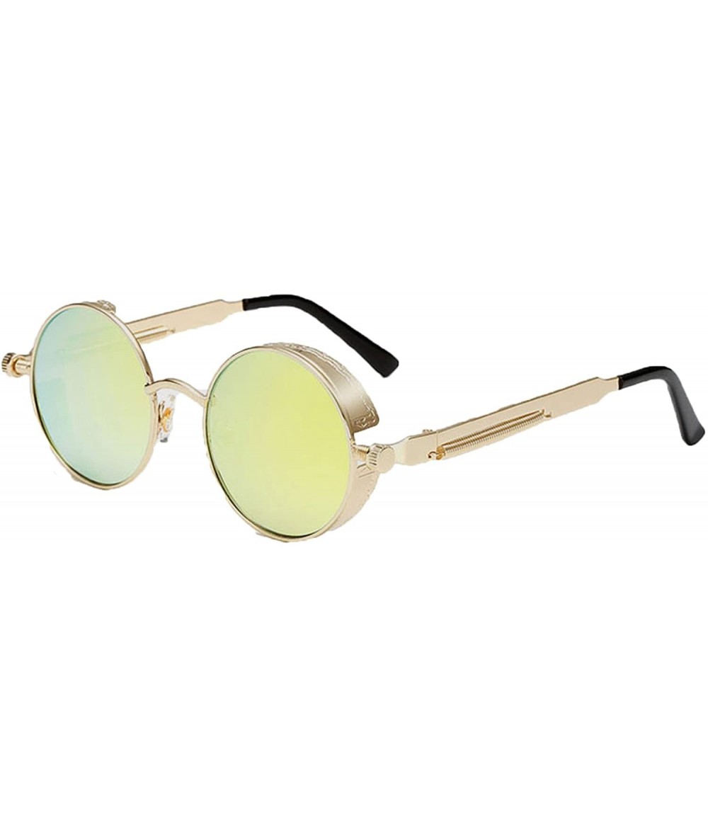 Rimless Steampunk Men Sunglasses Women Coating Mirror Sunglasses Round Sun glasses Retro Vintage - 8 - CI18D3O9ILU $45.62