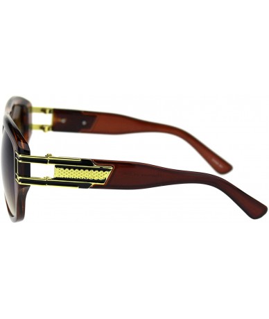 Rectangular Mens Hip Hop Luxury Baller Mob Thick Plastic Sunglasses - All Brown - CJ18QYIH80U $22.99