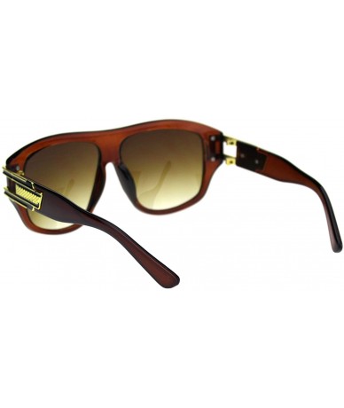 Rectangular Mens Hip Hop Luxury Baller Mob Thick Plastic Sunglasses - All Brown - CJ18QYIH80U $22.99