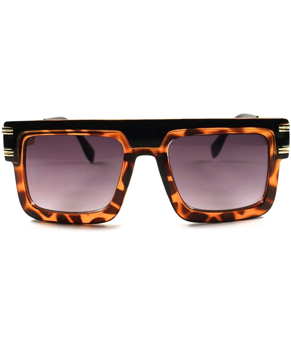 Square Hip Hop Rapper DJ Swag 80s 90s Square Designer Sun Glasses - Tortoise - CO18XD573QU $18.60