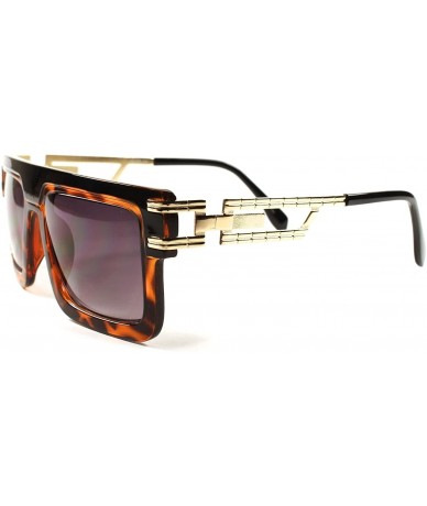 Square Hip Hop Rapper DJ Swag 80s 90s Square Designer Sun Glasses - Tortoise - CO18XD573QU $18.60