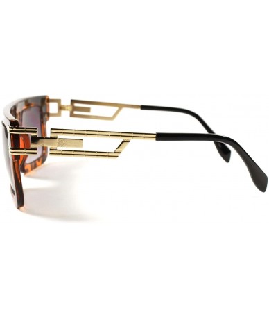 Square Hip Hop Rapper DJ Swag 80s 90s Square Designer Sun Glasses - Tortoise - CO18XD573QU $18.60