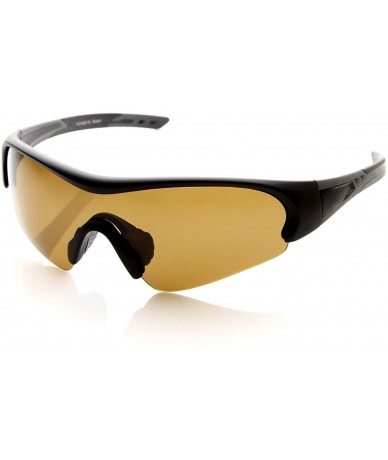 Sport TR-90 Polarized Half-Frame Sports Sunglasses w/Mono Anti-Glare Lens - Matte-black Amber - CR110A7JS25 $19.54