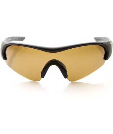 Sport TR-90 Polarized Half-Frame Sports Sunglasses w/Mono Anti-Glare Lens - Matte-black Amber - CR110A7JS25 $19.54