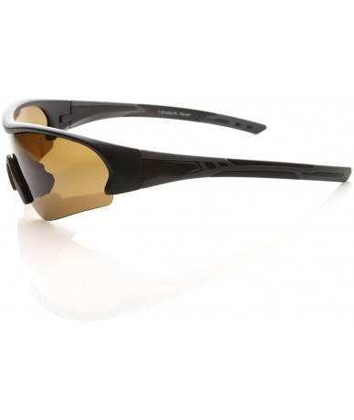 Sport TR-90 Polarized Half-Frame Sports Sunglasses w/Mono Anti-Glare Lens - Matte-black Amber - CR110A7JS25 $19.54