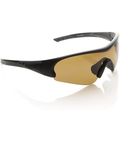 Sport TR-90 Polarized Half-Frame Sports Sunglasses w/Mono Anti-Glare Lens - Matte-black Amber - CR110A7JS25 $19.54