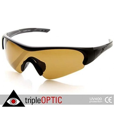 Sport TR-90 Polarized Half-Frame Sports Sunglasses w/Mono Anti-Glare Lens - Matte-black Amber - CR110A7JS25 $19.54