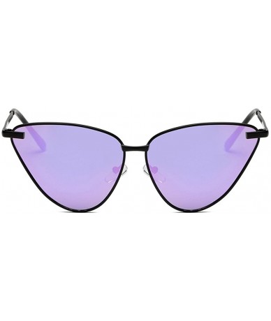 Cat Eye Women's Fashion Vintage Cat Eye Thin Light Metal Frame Sunglasses Flat Lenses - F - CH196QQ6WG3 $15.73