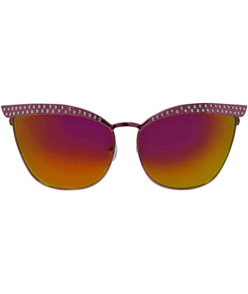 Cat Eye Cat Eye Metal Frame Rhinestone Sunglasses With Hard Case - Rainbow - C818U9CNN4M $33.85