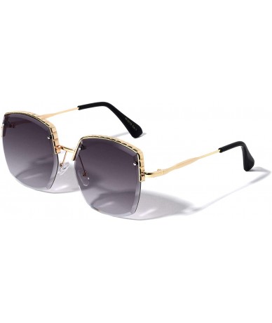 Rimless Geometric Semi-Rimless Diamond Edge Cut Lens Fashion Sunglasses - Smoke - CI196L26R49 $27.66