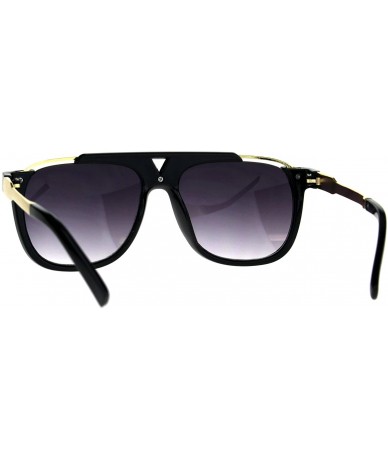 Square Retro Modern Sunglasses Unisex Fashion Del Metal Top Square Frame UV 400 - Shiny Black - CN180YDD358 $20.75