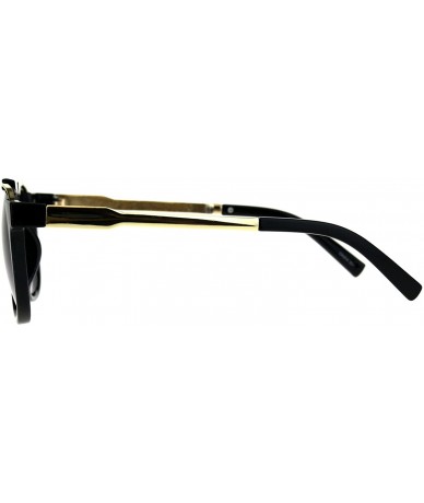 Square Retro Modern Sunglasses Unisex Fashion Del Metal Top Square Frame UV 400 - Shiny Black - CN180YDD358 $20.75