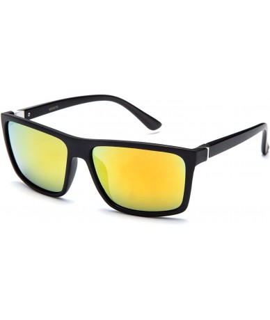 Sport Men's Retro Sports Light Weight Slim Cut Temple Men Sunglasses - Rubber Black/Yellow - CX11WLYYBOB $18.52