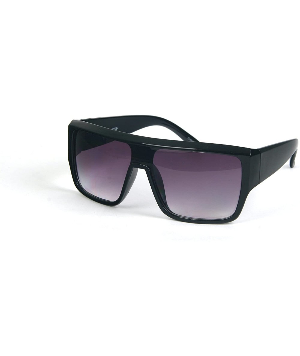 Wayfarer Retro Fashion Wayfarer Vintage Style Unisex Sunglasses P2054 - Black-gradient Smoke Lens - CB11BOU6439 $18.37