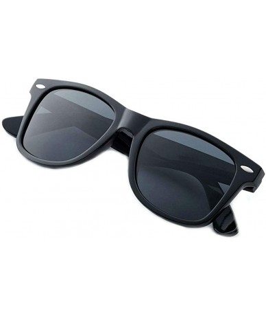 Rectangular Classic 80's Vintage Style Sunglasses Polarized or Standard Lens - Black Classic- Smoke - CJ199OET588 $18.23