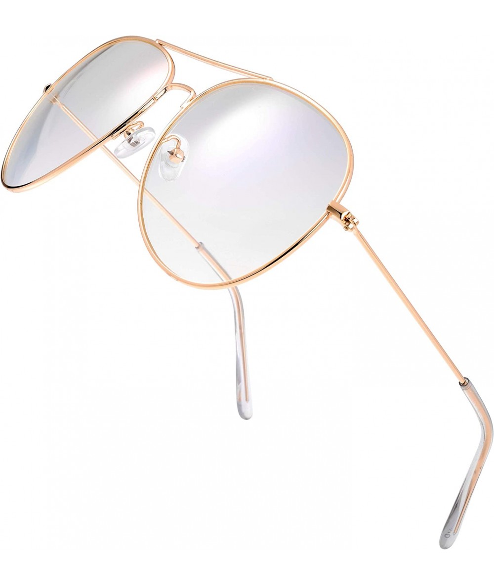 Oversized Classic Aviator Frame Light Color Lens XL Oversized Sunglasses Gift Box - 11-gold - CR19C4GMY30 $27.84